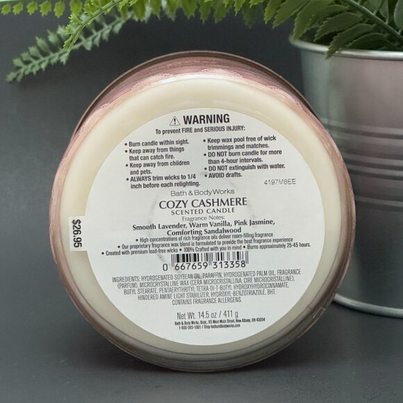 BBW Cozy Cashmere Bath & Body Works 3 Wick Candle - Picture 9 of 10